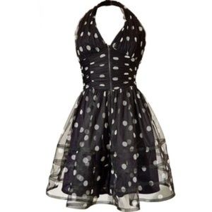 Betsey Johnson Polkadot Chiffon Halter Dress